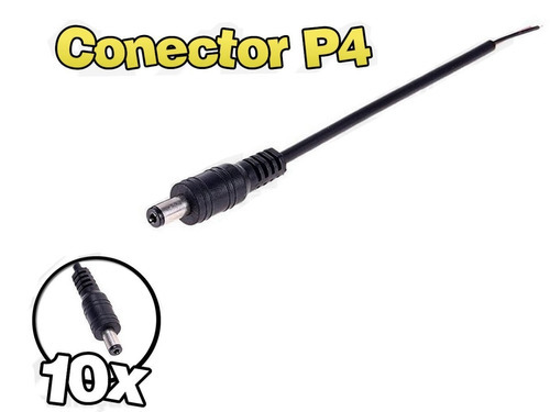 10 Plug P4 Macho 5.5x2.1mm Para Fita De Led Cctv Câmera