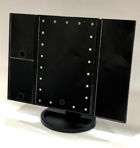 Imagen 8 de 10 de Espejo Con Luz Led Triptico Para Maquillaje Color Negro E152