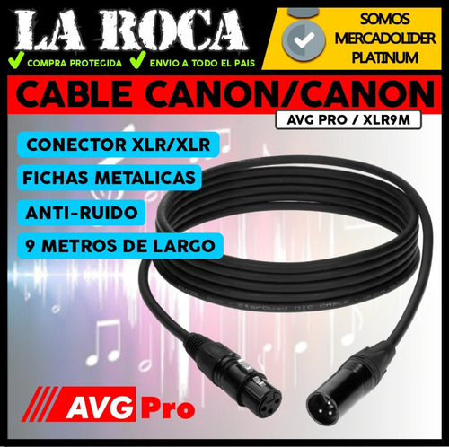Imagen 3 de 10 de Cable Xlr Para Microfono Dmx Canon Canon 9 Metros La Roca
