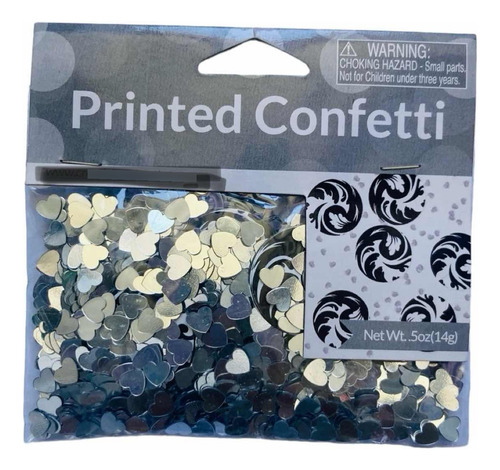 Confetti Cumpleaños Matrimonio Diseño Corazón Plateado