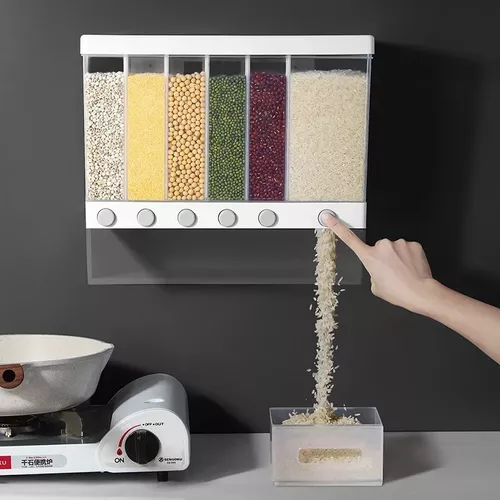 Dispensador De Arroz Menestras Cereales De 6 Divisones