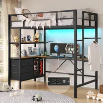 Comprar Dictac Cama Tipo Loft De Metal Individual Con Escritorio En 
