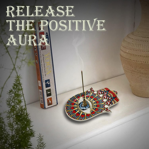 Soporte De Incienso De Mano Hamsa De Cerámica Color Rojo Estilo