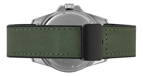 Relógio De Pulso Mondaine Com Corria De Silicone Cor Verde-musgo - Fondo Grafite - Bisel Preto Com Verde Musgo