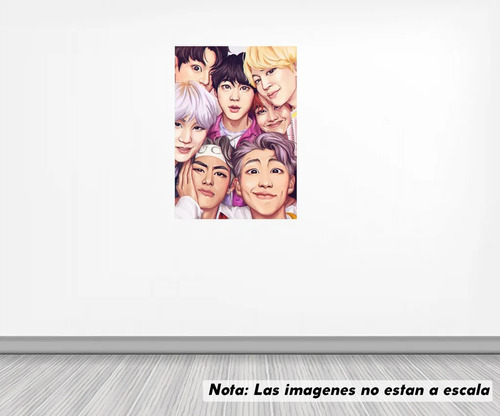 Vinil Sticker Pared 150cm Bts Dibujo Colores Pastel 03b