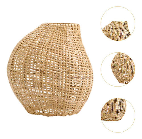 Abajur De Mesa De Bambu Tecido À Mão, Não Inclui S