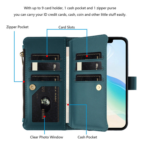 Funda De Piel Con Cierre Tipo Cartera Para Teléfono Inteligente Honor X9 X9a X9b X9c