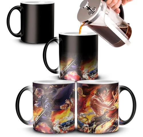 Taza Mágica One Piece Luffy Zoro Ace Cerámica Anime Mod 01