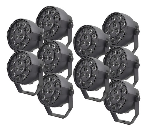 10 Mini Refletor Par Digital Strobo Dmx 12 Led Rgbw 110/220v