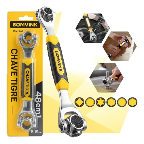 Chave Combinada 48 em 1 Bomvink Tigre Cabeçote Rotativo 360° 8mm a