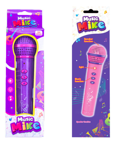 Microfono Karaoke Con Luz Y Sonido Juguete Niñas 2 Piezas Color Color Al Azar