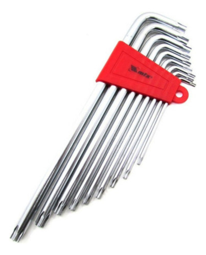 Jogo Chaves Allen Torx Extra Longa 9 Peças Aço Crv Com Furo