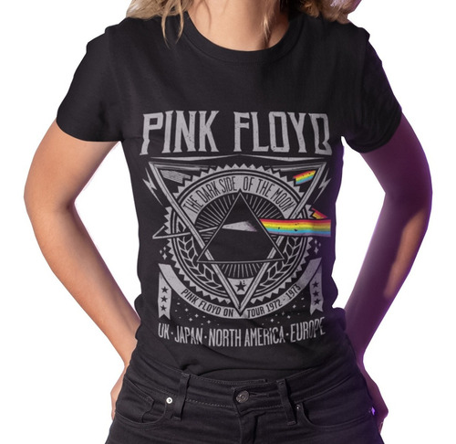 Playera Negra Estampado Dtf Pink Floyd Dama