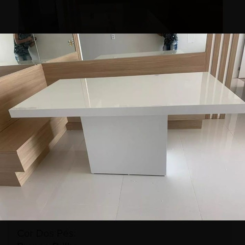 Imagen 4 de 10 de Mesa Laqueada 6/8 P Comedor Rectangular 160x100 Base Central