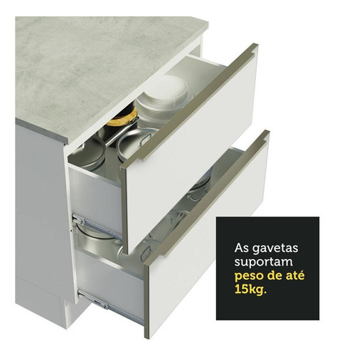Cozinha Completa De Canto Madesa Lux Com Armário Balcão Bbv Cor Branco/Branco Veludo