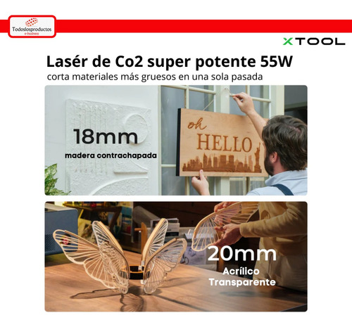 Grabadora Y Cortadora Láser Co2 55w Xtool P2 Paquete Premium