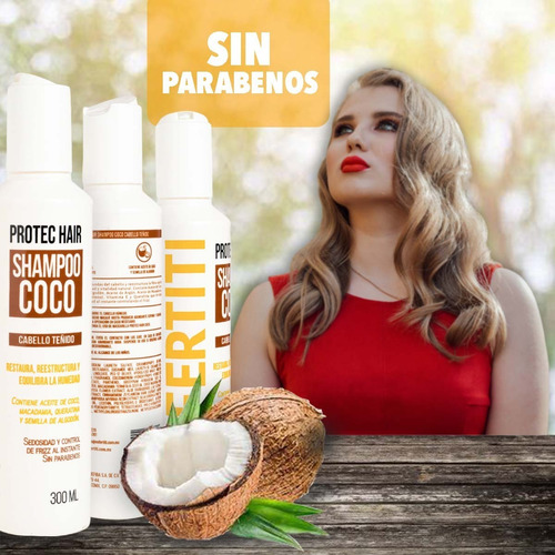 Shampoo Sin Parabenos Para Cabello Teñido Coco Nefertiti