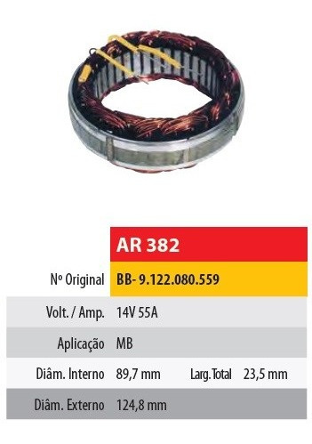 Estator 12v 55amp Mercedes Benz (89,7x124,8x23,5)