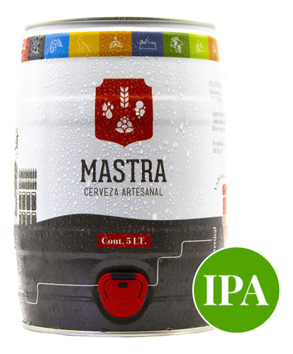 Barril De Cerveza Mastra Artesanal, Mini Chopp, 5 Litros, 6% Alcohol - Estilo American Ipa