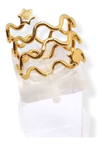 Anillo De Oro 18k Laminado Ondulado Estrella Para Mujer