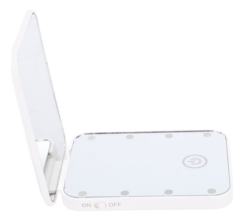 Espejo De Maquillaje Compacto Blanco Blanco, Led, Viaje, 2 C