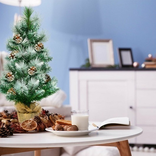 Árbol De Navidad Artificial Cubierto De Nieve De 24 Pulgadas