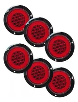 Comprar Kit 6 Plafon Redondo Led 4 Funciones Camión O Trailer Rojo