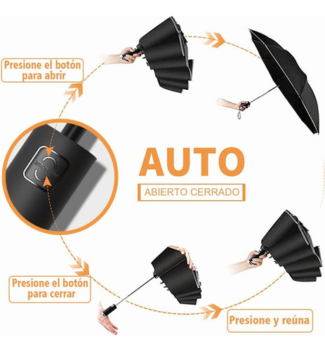 Paraguas Sombrilla Automático Reflectantes Led Portátil