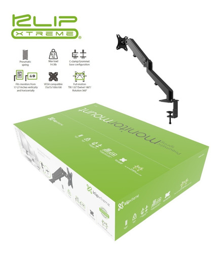 Rack Soporte Brazo Neumático Monitor 17 A 27 Klip Xtreme