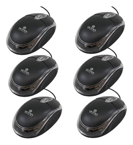 Pack 6 Mouse Usb Ultra 3 Botones Optico Económico Calidad