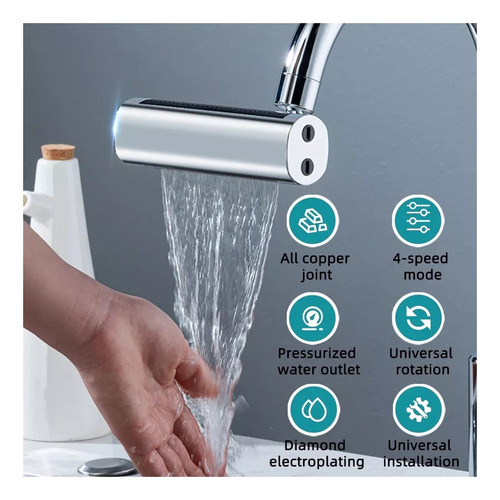 Llave Grifo Universal Cascada Lluvia 360° Giratoria 4 Modos