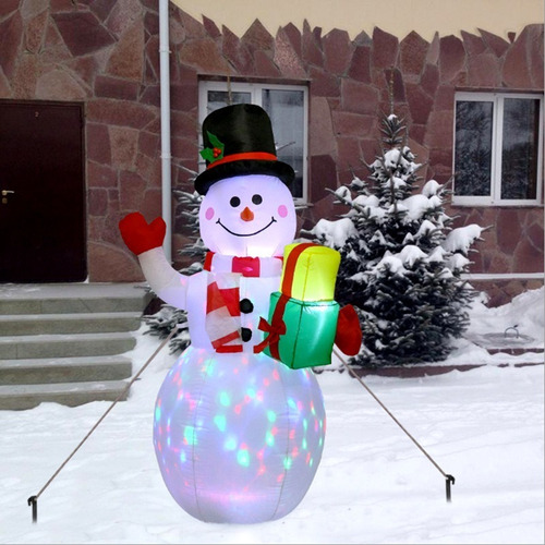 Muñeco De Nieve Navideño Brillante Inflable Decorativo