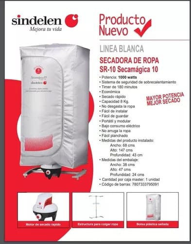 Secadora De Ropa Sindelen Sr-10 Portátil