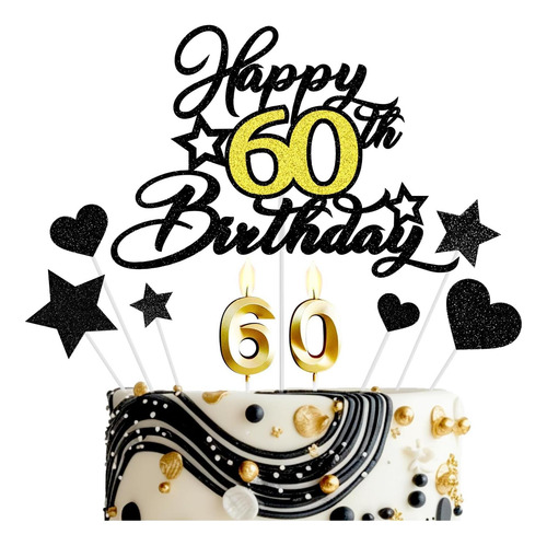 60 Velas De Cumpleaños, Número De Oro 60 Velas Para Pasteles