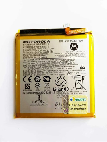 Bat.ria Motorola Kd40 Moto G8 Plus Xt2019 Xt2019-2 Original