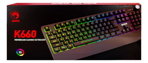Teclado Marvo K660 Gaming Rgb Membrana Usb Español Black Teclado Negro