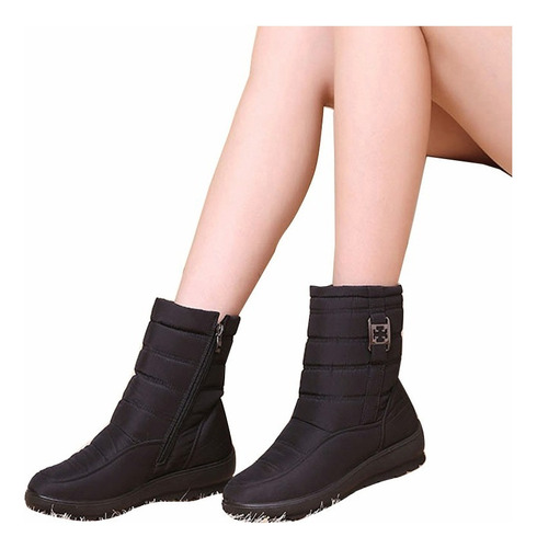 Conjunto De Mujer De Botas Planas Cálidas Cómodas Y Gruesas.