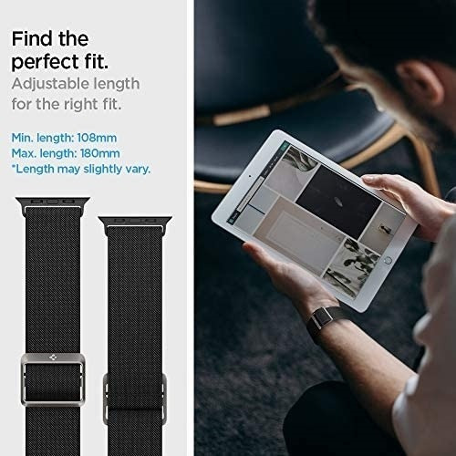 Imagen 5 de 6 de Malla Spigen Lite Apple Watch 44m S6/se/5/4 Y 42m S3/2/1 Neg