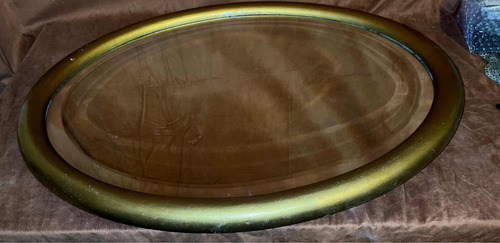 Espejo Ovalado Antiguo Vidrio Biselado Sin Detalles 68x53cm
