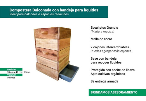 Imagen 3 de 8 de Compostera Con Bandeja Apta Aptos | Varios Tamaños
