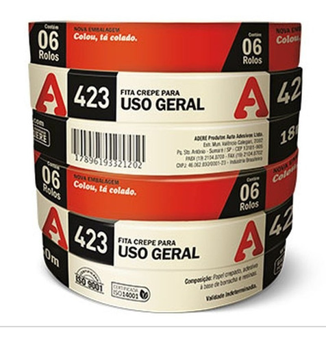 Imagem 4 de 6 de Fita Crepe 18mm X 50m Ref 427/5 Cx Com 32 Unid. - Adere