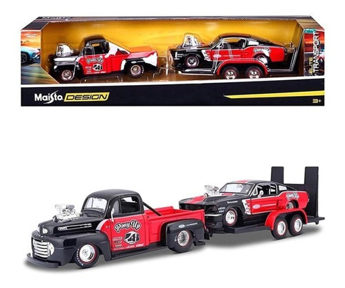 Maisto 1:24 Ford F-1 Pickup Y Ford Mustang 1967 Con Remolque