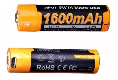 Imagen 4 de 10 de Bateria Pila Recargable Usb Fenix Arb-l14 1600mah 14500 1.5v
