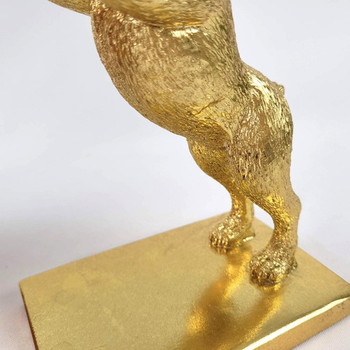 Aparador De Livro Cachorro Dourado Pet Decor 20x13x9cm