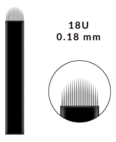 20 Lâminas Standard Black Agulha 18u 0.18mm Micropigmentação