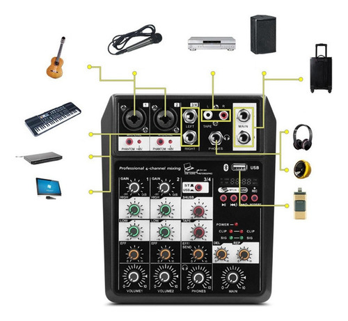 Mini Console De Mixagem Multifuncional Ajustável De 4
