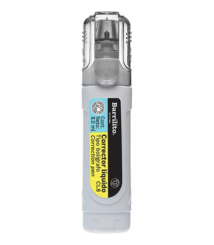 Corrector Líquido Bolígrafo Marca Barrilito Cl8, Cont: 8ml.