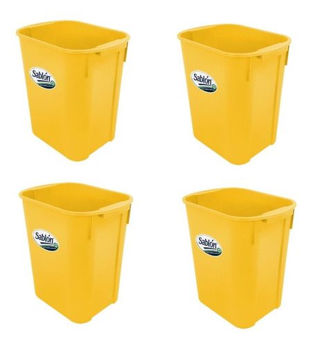 4 Pack Bote De Basura Rectangular 20 L Color Amarillo
