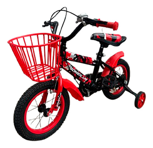 Bicicleta Infantil R12 Con Ruedas De Entrenamiento Y Canasta Negro 14 "