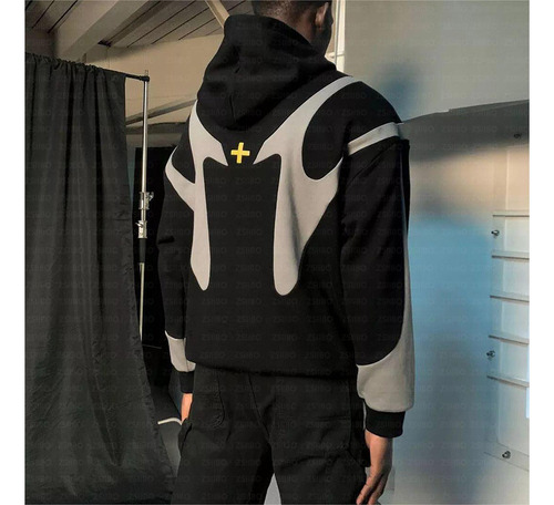Street Hip Hop Cross Stitching Zipper Hoodie Y2k